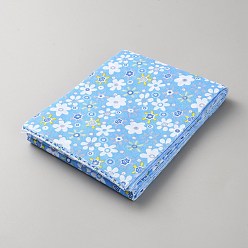 Небесно-голубой Хлопчатобумажная ткань в полоску с цветочным узором для квилтинга и шитья., голубой, 1000x100x0.2 мм, 7 шт / комплект