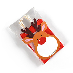 Олень Рождественские бумажные пакеты для хранения подарков с ручкой, сумки для покупок, олень, 16x8x21 см, 10 шт / комплект
