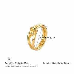 Real 18K Gold Plated Irregular 304 Stainless Steel Finger Rings for Women, Real 18K Gold Plated, US Size 6(16.5mm)