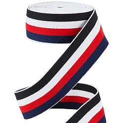 Colorido Banda elástica ancha plana de nailon a rayas, para la ropa, accesorios de la ropa, colorido, 40 mm, 4.7 yardas