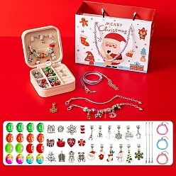 Античное Серебро Комплекты рождественских браслетов и ожерелий своими руками, включая бусины, , цепи, ожерелья, античное серебро, 5-7/8x5-1/2x2-3/4 дюйм (15x14x7 см), 46 шт