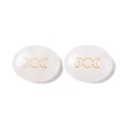 Хрусталь Натуральный кристалл кварца лечебный массаж пальмовыми камнями, карманный камень для беспокойства, для снятия стресса при тревоге, овал с тройной луной, 33x43x11~12 мм