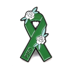 Зеленый Эмалевые значки с лентой для информирования о ПТСР, булавки для лацканов из сплава для одежды рюкзака, зелёные, 30.5x17.5 мм