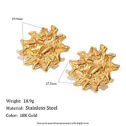 Echt 18 k vergoldet 304 Ohrstecker aus Edelstahl für Damen, Nuggets, echt 18 k vergoldet, 29.9x27.5 mm