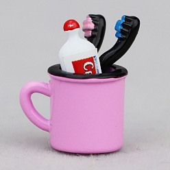 Бледно-Розовый Сплав зубная щетка зубная паста набор миниатюрные украшения, аксессуары для домашнего кукольного домика с микро-ландшафтом, притворяясь опорными украшениями, розовый жемчуг, 20 мм