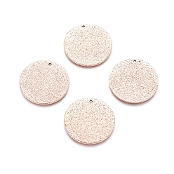 Розовое Золото Ионное покрытие (ip) 304 текстурированные подвески из нержавеющей стали, плоско-круглые, розовое золото , 25x1 мм, отверстие : 1 мм