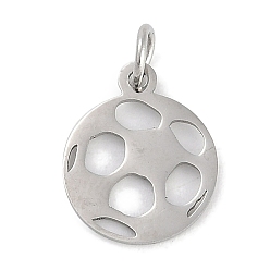 Нержавеющая Сталь Цвет 304 прелести нержавеющей стали, с целью перехода в кольце, лазерная резка, футбольное очарование, цвет нержавеющей стали, 14.5x12x1 мм, отверстие : 3 мм