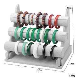Белый 3-ярусные бархатные съемные фланелевые витрины для браслетов, дисплей ювелирных изделий стойки, белые, 32x19x27 см