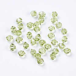 Yellow Green Imitation Austrian Crystal Beads, Grade AAA, Faceted, Bicone, Yellow Green, 3x3mm, Hole: 0.7~0.9mm