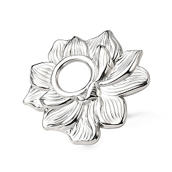 Нержавеющая Сталь Цвет Регулируемые 304 открытые манжетные кольца из нержавеющей стали, настройки кольца чашки безеля, цветок, не тускнеет, цвет нержавеющей стали, лоток : 8 мм, внутренний диаметр: 18 мм, Цветок: 29x28.5 мм