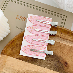 Pink Акриловые бесследные заколки для волос из кожи аллигатора в форме листа, со сплавочной фурнитурой, аксессуары для волос для девочек, розовые, 65 мм