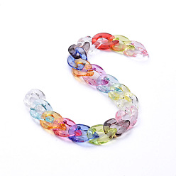 Farbig Handgefertigte transparente Acryl-Ketten, Panzerketten, Farbig, Links: 23x16.7x4.7 mm, 39.37 Zoll (1 m)/Strang