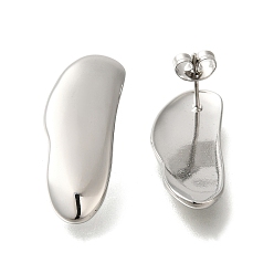 Нержавеющая Сталь Цвет 304 овальные серьги-гвоздики из нержавеющей стали для женщин, цвет нержавеющей стали, 30.5x11 мм