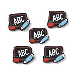 Черный Ручной полимерной глины кабошонов, Доска со словом abc, чёрные, 8~9x10~11x1.9~2.3 мм, Около 2183 шт / 500 г