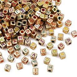 пшеница Непрозрачные акриловые бусины, куб с письмом, цвет пшеницы, 5.5x6.5x5.5 мм, отверстие : 3.5 мм, Около 3000 шт / 500 г