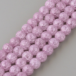Plum Synthetic Crackle Quartz Beads Strands, Round, Dyed, Plum, 8mm, Hole: 1mm, about 50pcs/strand, 15.7 inch