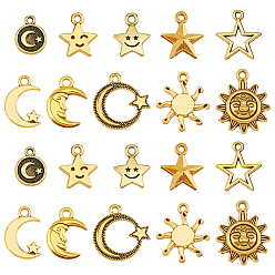 Античное Золото 100 шт 10 подвески из сплава в тибетском стиле, очарование смешанной формы, античное золото , 12~21x8.5~17x1~3 мм, отверстие : 1.2~2 мм, 10 шт / стиль