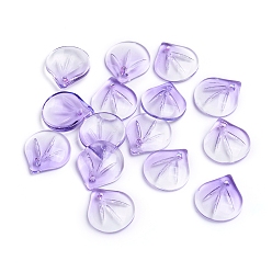 Средний Синий Шифер Прозрачные стеклянные амулеты, лепесток, два тона, средний грифельно-синий, 15x13.5x4 мм, отверстие : 1.2 мм