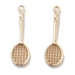 Настоящее золото 18K Латунные подвески, без кадмия, без никеля и без свинца, ракетки для бадминтона, реальный 18 k позолоченный, 27x8x2 мм, отверстие : 1.6 мм