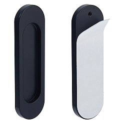 Черный 4 шт. самоклеящиеся ручки из алюминиевого сплава для раздвижных дверей, овальные, чёрные, 99.5x30x6 мм