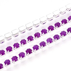 Темная Орхидея Железо горный хрусталь чашка цепи, с катушкой, серебряные, темные орхидеи, 2~2.5x2~2.5x2~2.5 мм, около 30.00 футов (9.14 м) / рулон