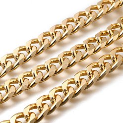 Золотой Алюминий обуздать цепи, с катушкой, несварные, граненые, золотые, 12x9x3.5 мм, около 32.81 футов (10 м) / рулон