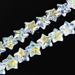 Прозрачный АВ Стеклянные бусины с гальваническим покрытием , звезда и бантом, ясно AB, 13.5~14x14~15x7.5~8.5 мм, отверстие : 0.8~0.9 мм, около 49~50 шт / нитка, 23.62~24.02 дюйм (60~61 см)