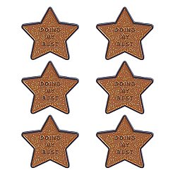 Chocolate 6Pcs Star with Word Doing My Best Enamel Pins, Alloy Lapel Pin Backs for Backpack Clothes, Chocolate, 28.5x30mm