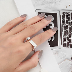 Платина Кольца-манжеты из латуни геометрической формы для женщин, платина, 6.5 мм, внутренний диаметр: регулируемый