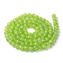 Pale Green Spray Painted Crackle Glass Beads Strands, Round, Pale Green, 8mm, Hole: 1.3~1.6mm, about 100pcs/strand, 31.4 inch
