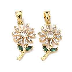 Настоящее золото 18K Латунные микро проложить кубического циркония подвески, , реальный 18 k позолоченный, 23x13x3.5 мм, отверстие : 6x3 мм