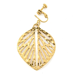 Настоящее золото 18K Ионное покрытие (ip) 304 серьги из нержавеющей стали для женщин, лист, реальный 18 k позолоченный, 66x34.5 мм