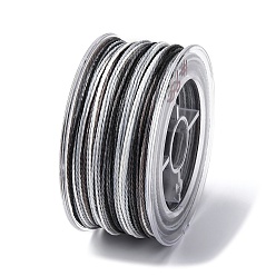 Черный Сегментный окрашенный вощеный полиэфирный шнур, витой круглый шнур, чёрные, 1 мм, около 49.21 ярдов (45 м) / рулон