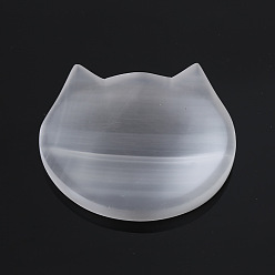 Cat Shape Украшения для скульптур из натурального селенита, для домашнего офисного стола, форма кошки, 108x88x9 мм