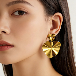 Oro Pendientes colgantes de aleación con forma de corazón para mujer, dorado, 40 mm
