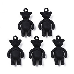 Черный Подвески из сплава, окрашенные распылением, без кадмия, без никеля и без свинца, медведь, чёрные, 25x14x8 мм, отверстие : 1.6 мм
