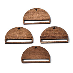 Camel Walnut Wood Pendants, Half Round/Semicircle, Camel, 19x30x2mm, Hole: 1.8mm