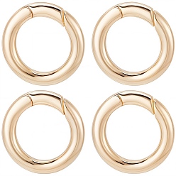 Настоящее золото 18K 6шт. латунные пружинные кольца-затворы, пончик, без никеля , реальный 18 k позолоченный, 6 датчик, 23x4 мм, внутренний диаметр: 15 мм