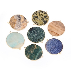 Смешанные камни Соединители звеньев естественного драгоценного камня, с фурнитурой латунной золотого тона, плоско-круглые, 45~48x39~41.5x1.5~2.2 мм, отверстие : 1.5 мм