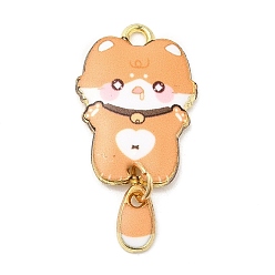 Оранжевый Подвески из эмали и сплава, без кадмия, без никеля и без свинца, золотые, кошачье очарование, оранжевые, 31x15.5x2 мм, отверстие : 2 мм