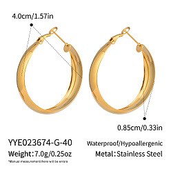 Настоящее золото 18K Серьги из 304 нержавеющей стали, реальный 18 k позолоченный, 40x8.5 мм