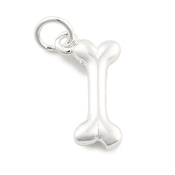 Другие 925 подвески из стерлингового серебра с 925 штампом и соединительными кольцами, серебряный цвет гальваническим, собаке кость, 11x6x2 мм, отверстие : 2 мм