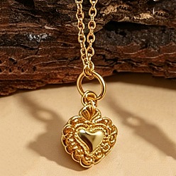 Heart Brass Pave Clear Cubic Zirconia Pendant Necklaces for Women, Golden, Sacred Heart, 17.72 inch(45cm), Pendant: 13x10mm