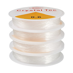 Прозрачный 4 рулоны круглой кристаллической эластичной нити, для браслетов изготовление ювелирных изделий из драгоценных камней ремесло из бисера, прозрачные, 0.6 мм, около 13.1 ярдов (12 м) / рулон