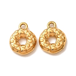 Real 18K Gold Plated 304 Stainless Steel Pendants, Doughnut Charms, Long-Lasting Plated, Ion Plating(IP), Real 18K Gold Plated, 15.5x12x3mm, Hole: 1.8mm
