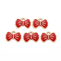 (123L) Белый крем непрозрачный блеск Подвески из эмали и сплава, без кадмия и без свинца, золотой свет, бантом, огнеупорный кирпич, 8.5x12x2 мм, отверстие : 1.5 мм