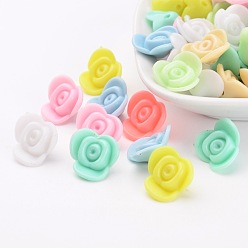 Mixed Color Opaque Acrylic Beads, Plastic Flower Beads, Mixed Color, 15x15x8mm, Hole: 1.5mm, about 1000pcs/500g