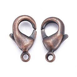 Red Copper Brass Lobster Claw Clasps, Parrot Trigger Clasps, Cadmium Free & Nickel Free & Lead Free, Red Copper, 10x5x3mm, Hole: 1mm