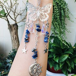 Ляпис-Лазурь Натуральный лазурит бабочка висит подвеска в виде ловца солнца украшение, подвески с хрустальным шаром в виде солнечной звезды, 230 мм