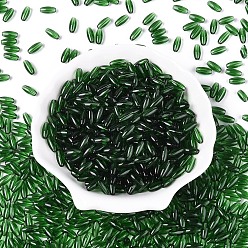 Зеленый Стеклянные бусины прозрачных цветов, овальные, зелёные, 9x4 мм, отверстие : 1.2 мм, Около 1875 шт / фунт